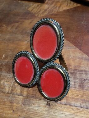 VTG Levi Originals Brass Triple Oval Picture Frame Hollywood Regency 1960s